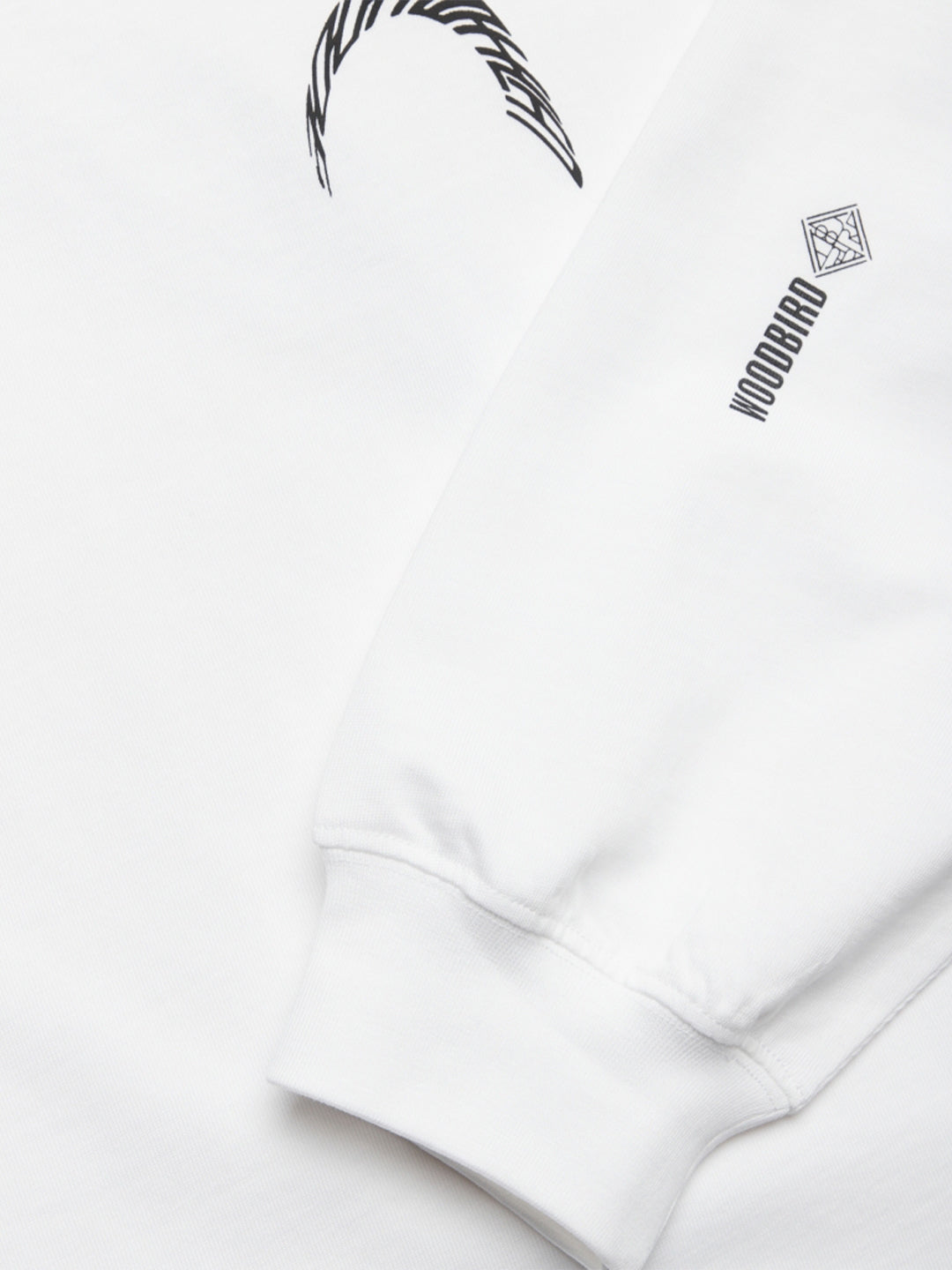 Woodbird WBBeam Warp Longsleeve White - close-up mouw