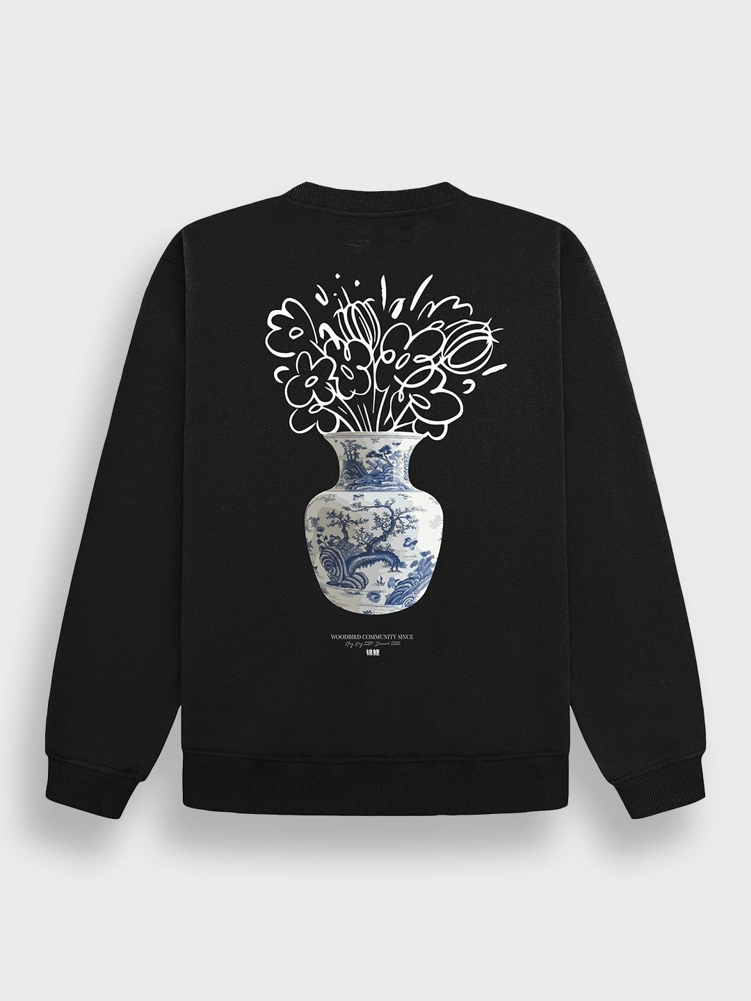 Woodbird WBCane Ming Crewneck Sweater Black – packshot achterkant