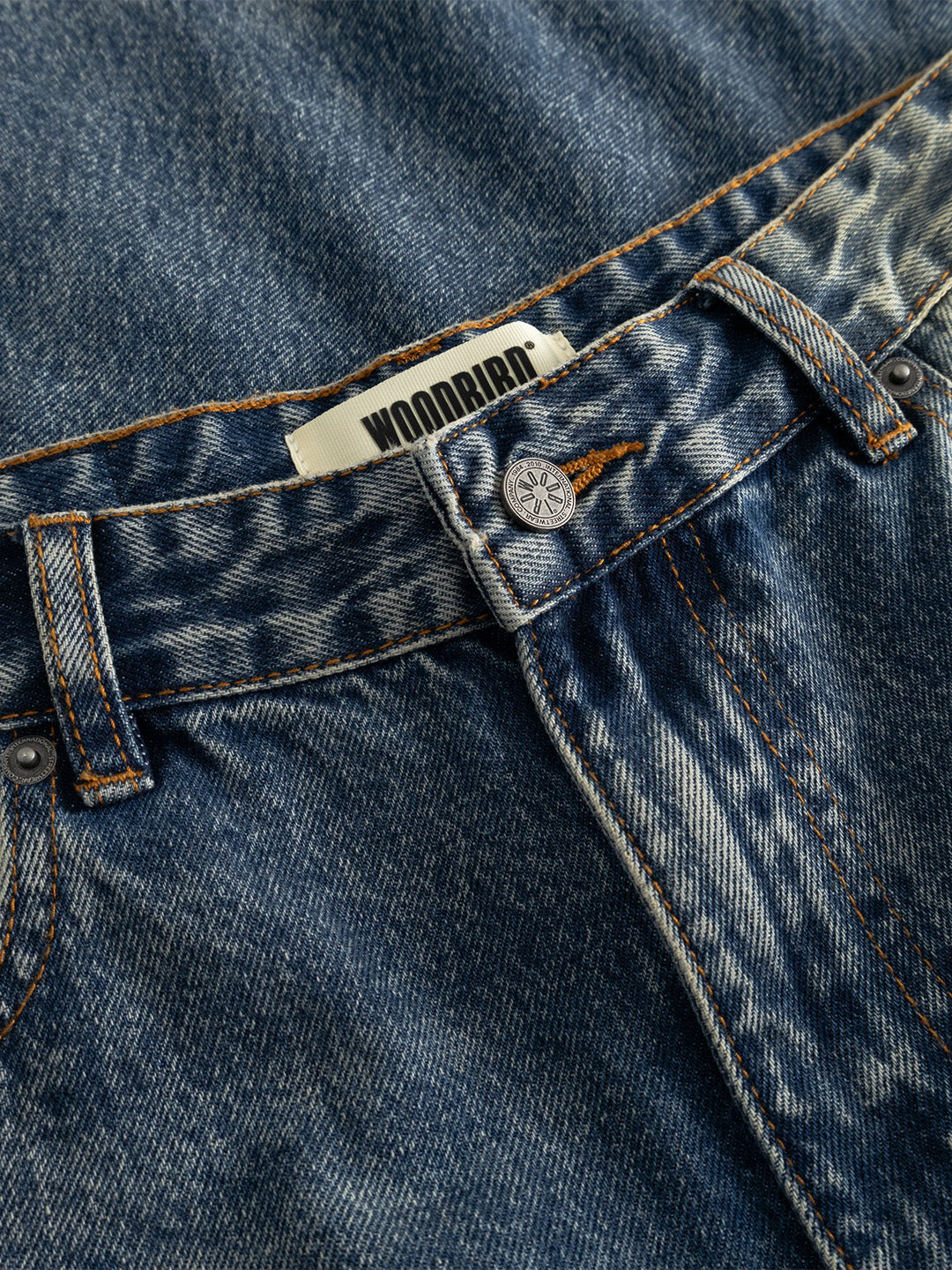 Woodbird WBGhat Twisted Jeans Blue Vintage - close-up taille