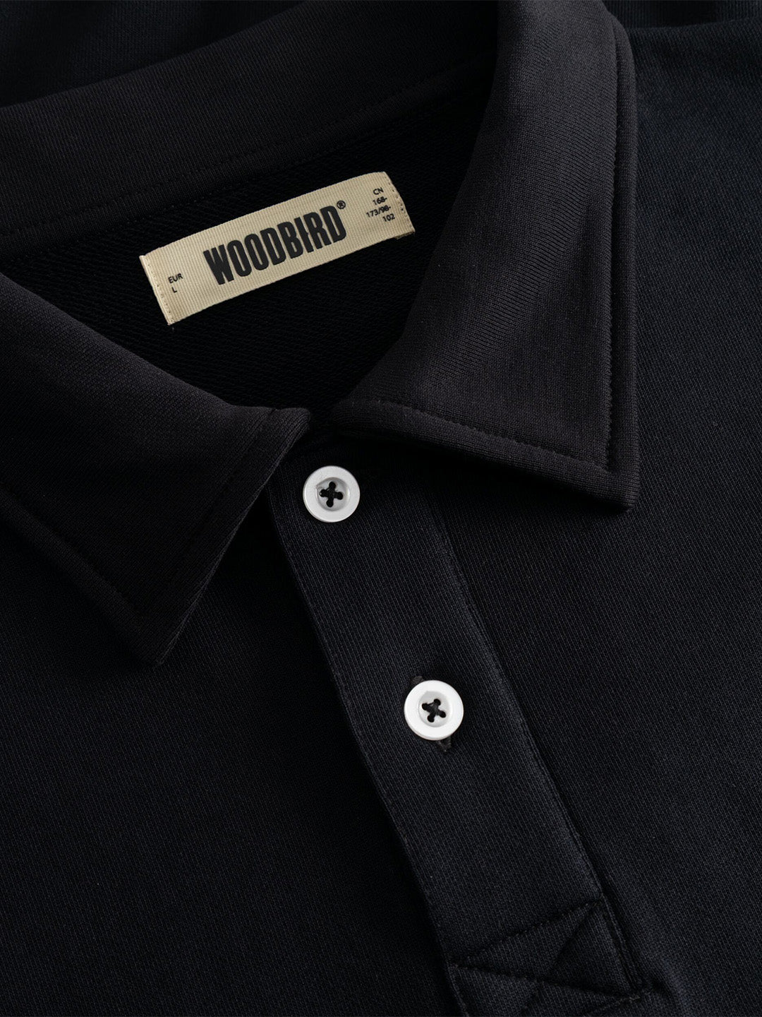 Woodbird WBLoke Sport Sweater Black - close-up polokraag