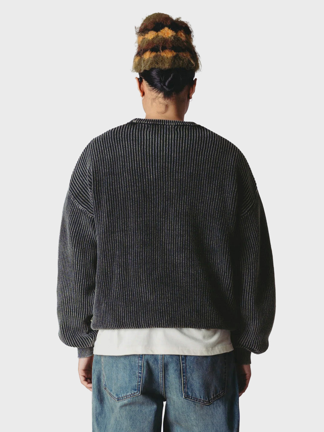 Woodbird WBSake Knitted Sweater Washed Black – achterkant