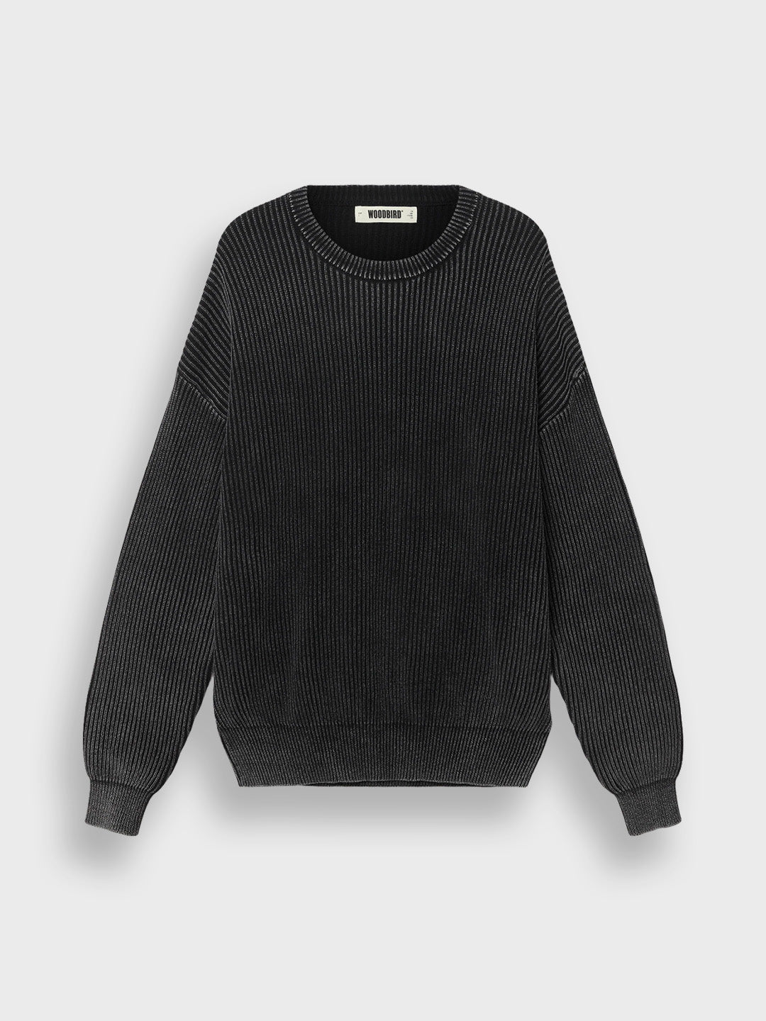Woodbird WBSake Knitted Sweater Washed Black – productfoto voor