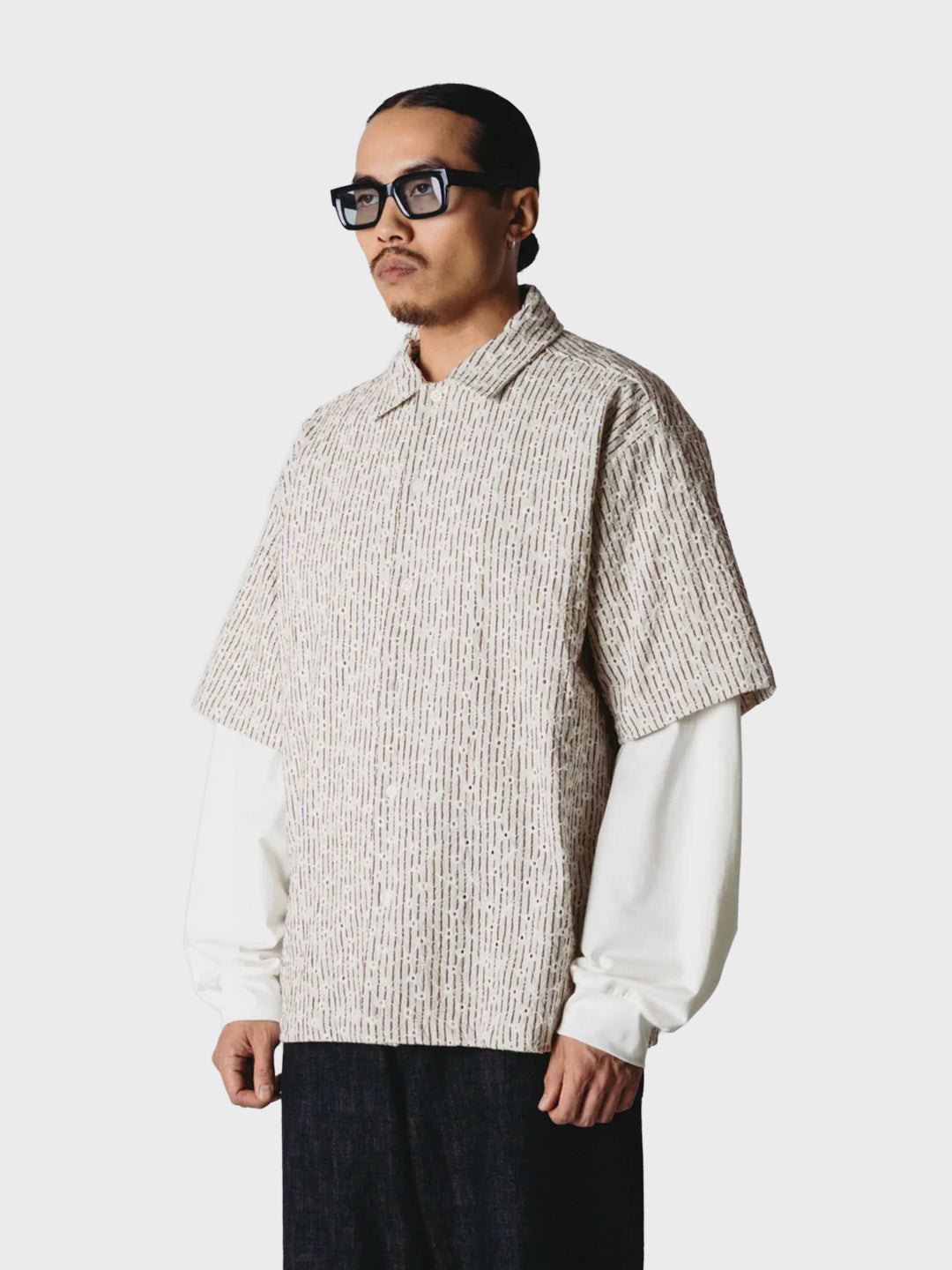Woodbird WBWang Double Layered Shirt Off-White – zijkant