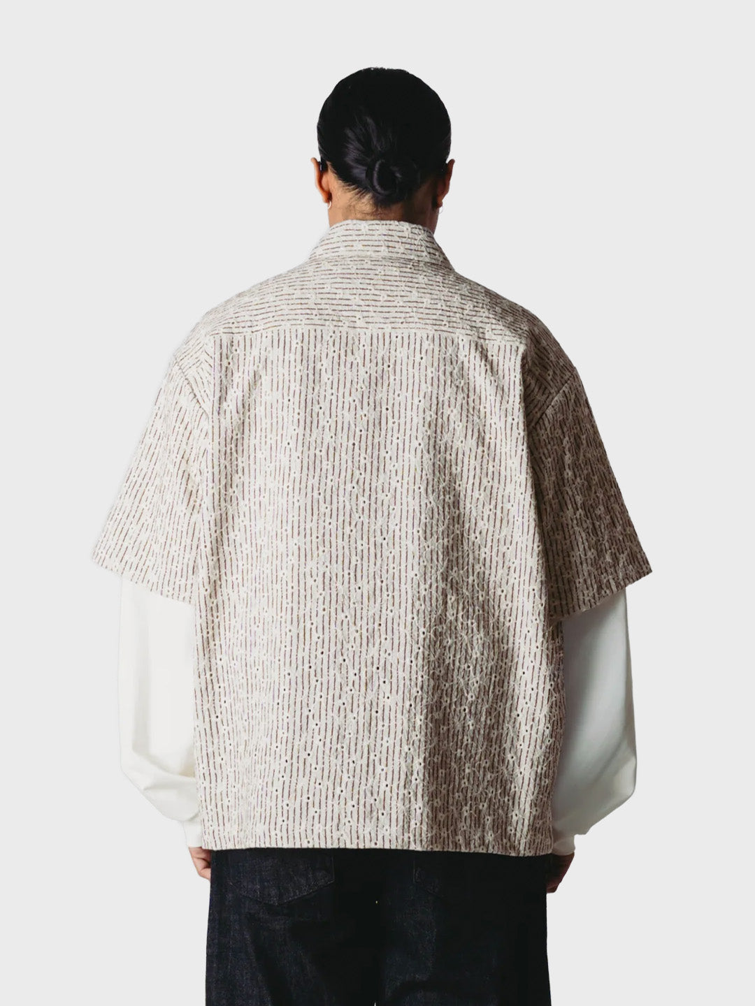 Woodbird WBWang Double Layered Shirt Off-White – achterkant