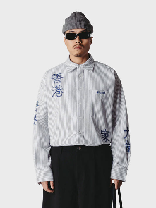 Woodbird WBXing Ox Writing Shirt White/Navy