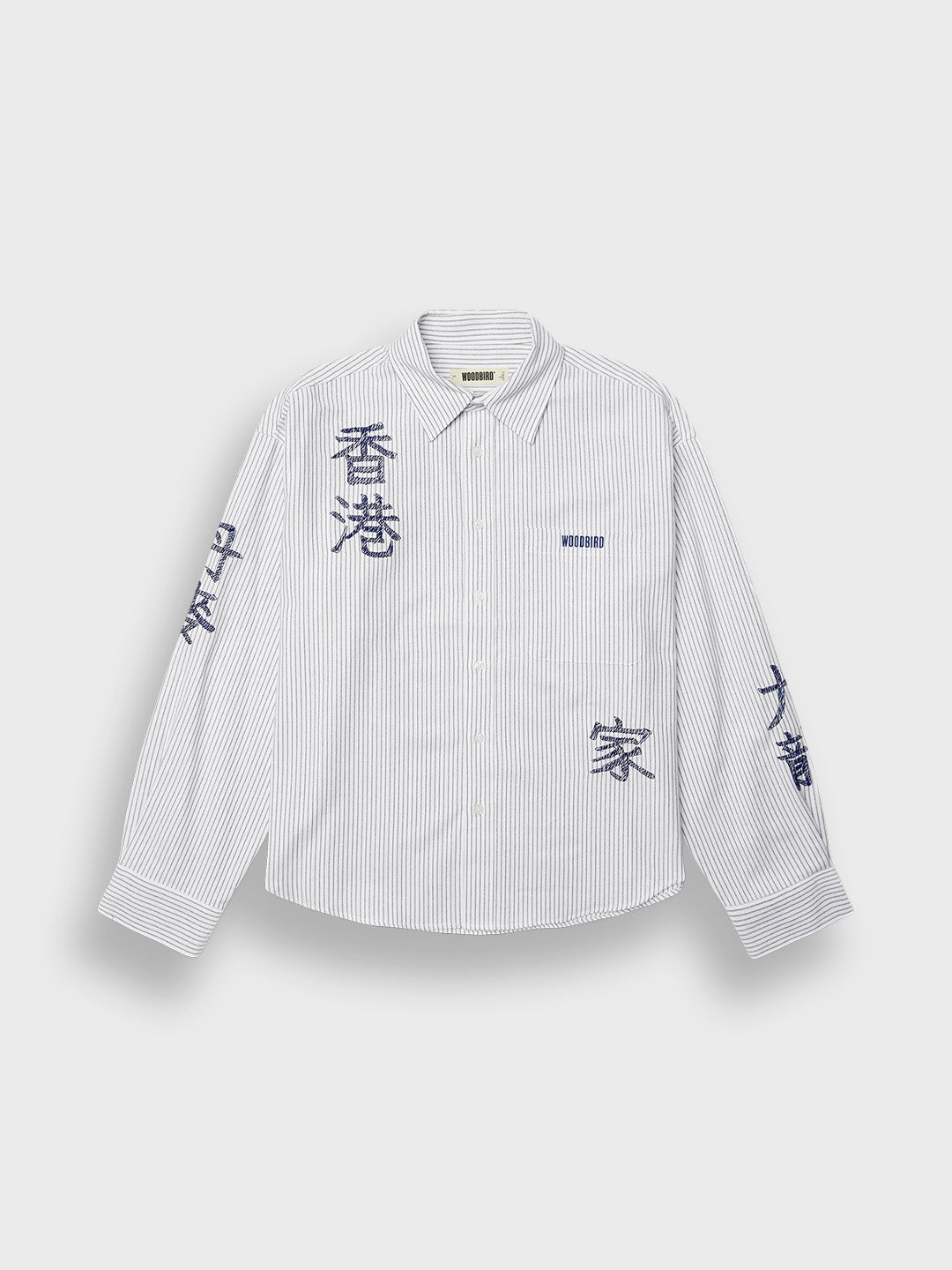 Woodbird WBXing Ox Writing Shirt White/Navy – productfoto voor