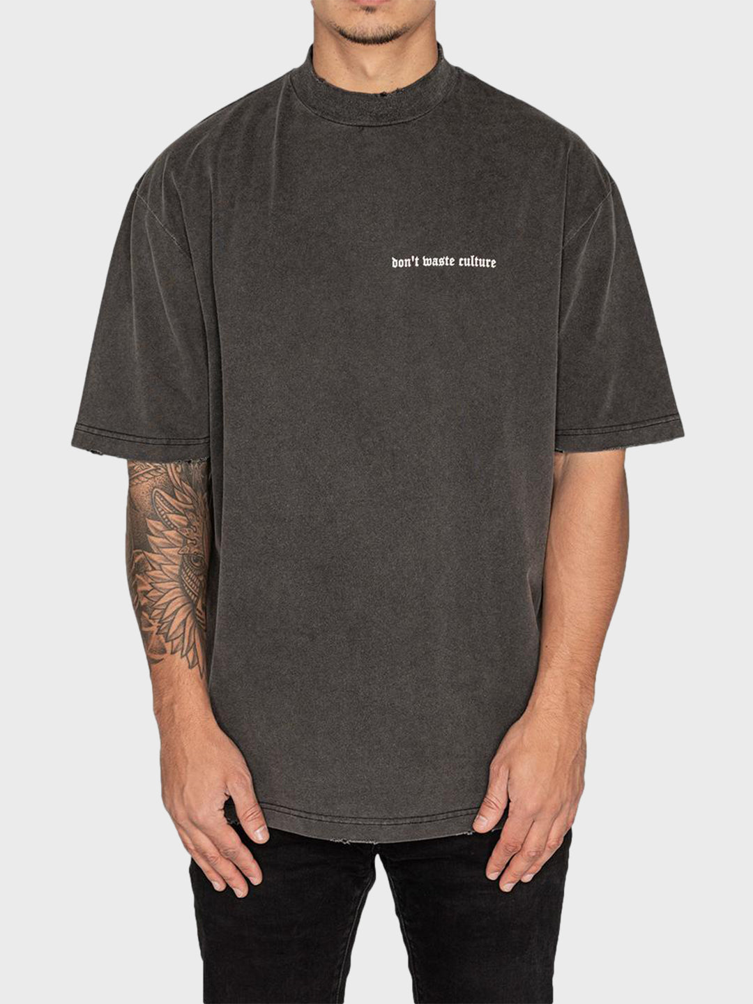 dont waste culture t-shirt washed grey